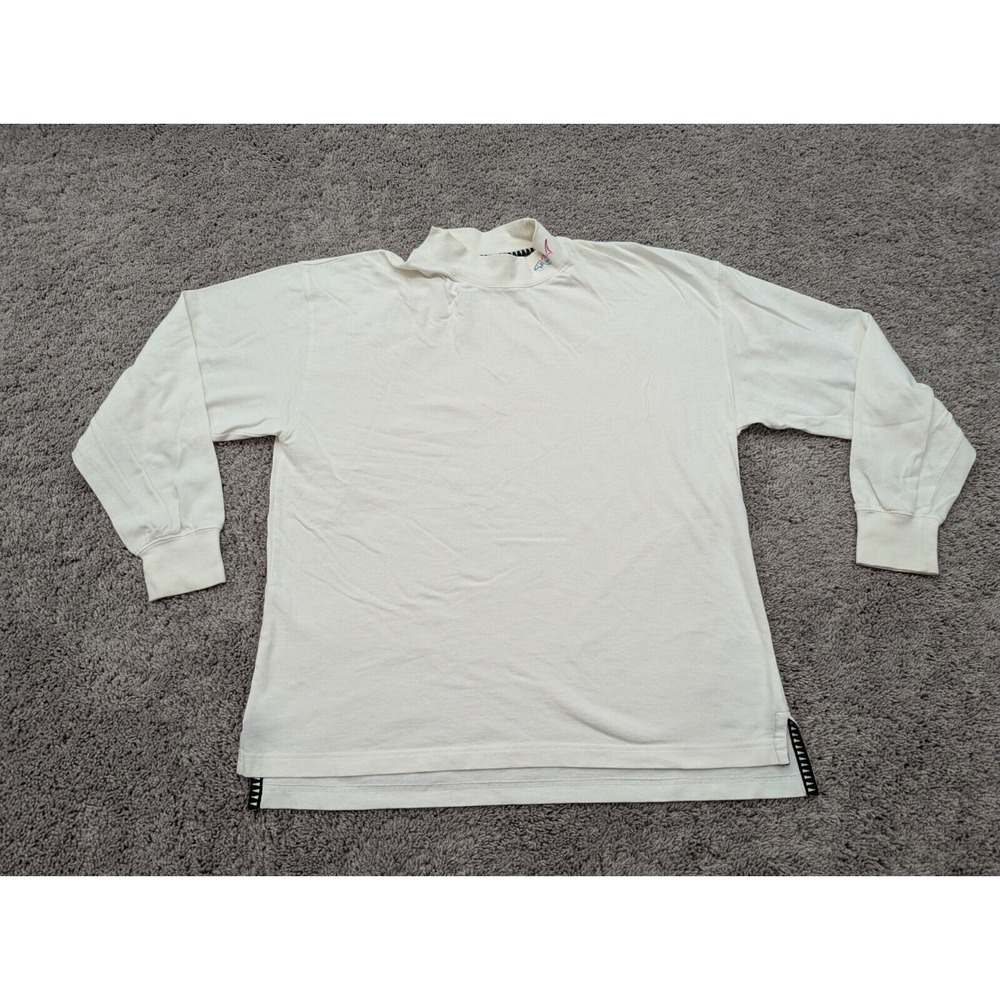 Vintage Greg Norman Pullover Mens Medium Sweater Long‎ Sleeve Logo Golf White